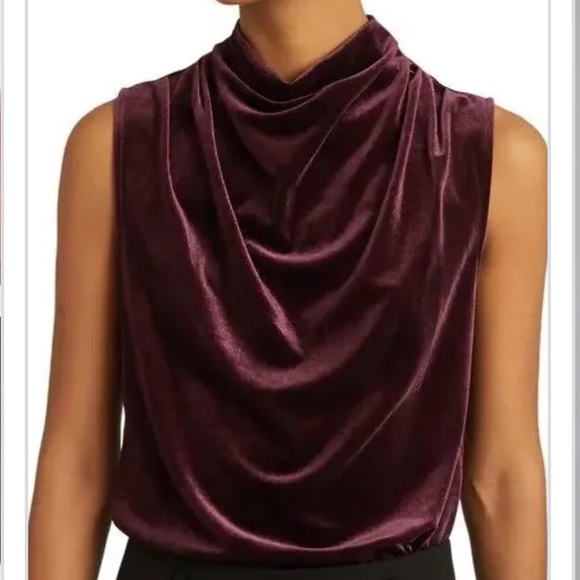 Reiss Tops - NWOT REISS LOLA Brown Burgundy Sleeveless Cowlneck Top size L